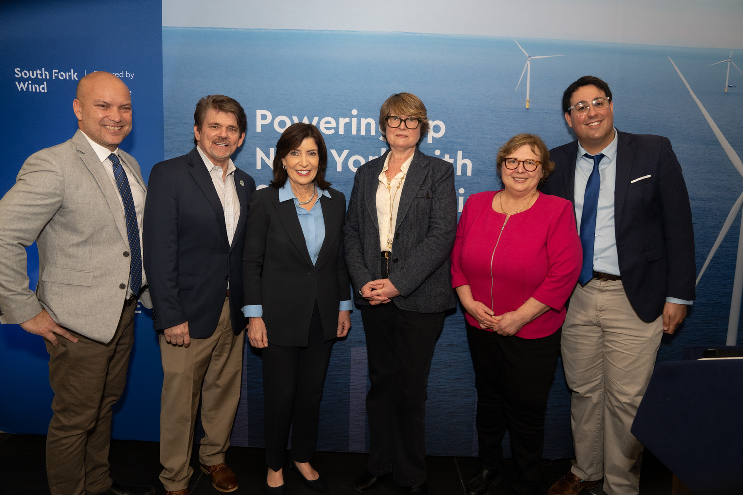 Governor Kathy Hochul and U.S. Secretary of the Interior Deb Haaland joined local officials and Suffolk County Executive Ed Romaine at the Stony Brook Southampton college campus in March to ceremonially “turn on” the South Fork Wind project’s offshore turbines. The 12 turbines about 35 miles southeast of Montauk Point will produce enough electricity to power 70,000 homes.