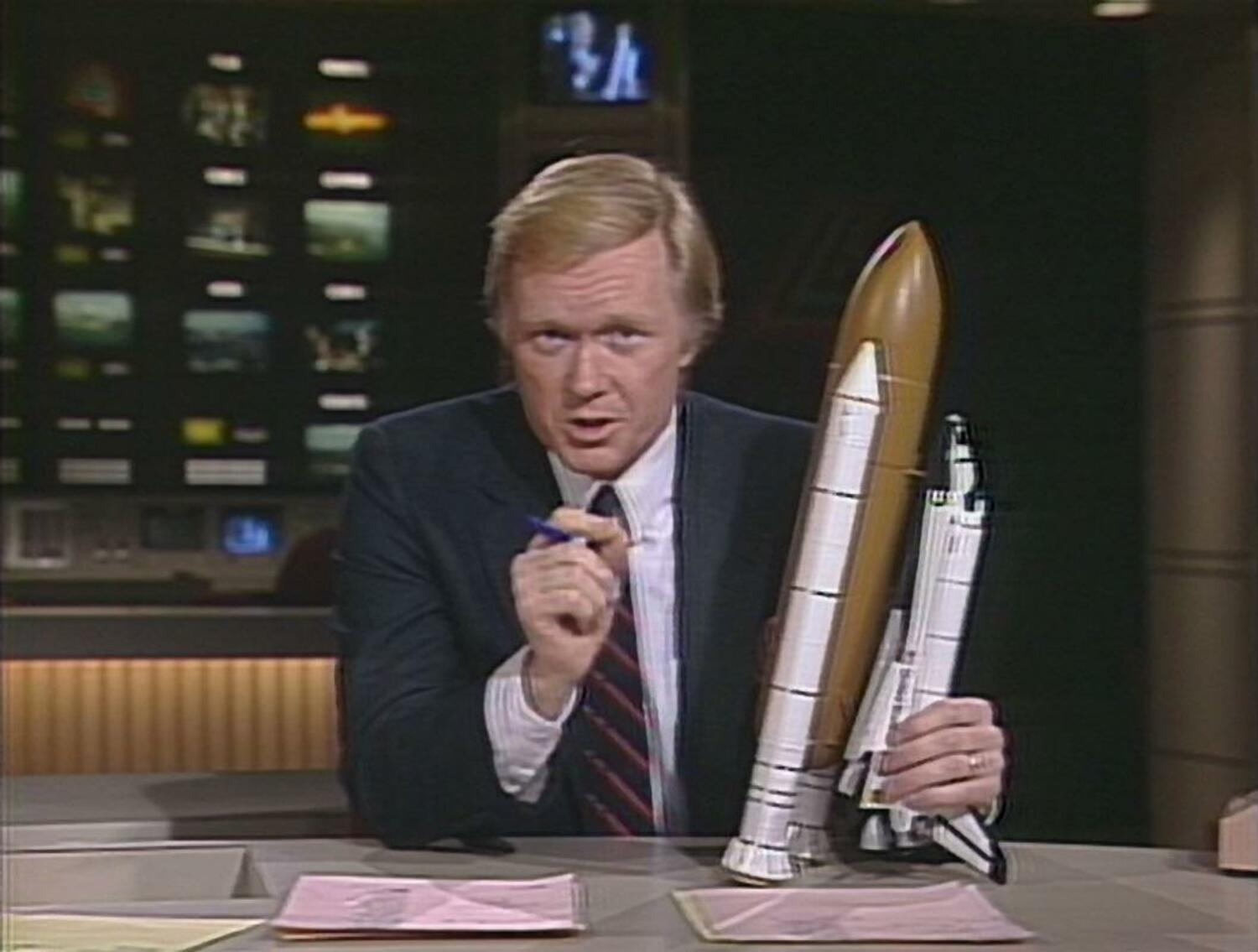 Chuck Scarborough on the air reporting after the Challenger disaster. COURTESY WNBC