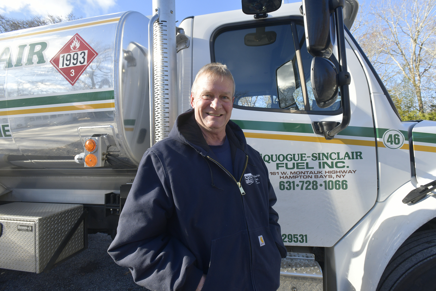 Lew Harris has been a delivery truck driver at Quogue Sinclair Fuel for 40 years.  DANA SHAW