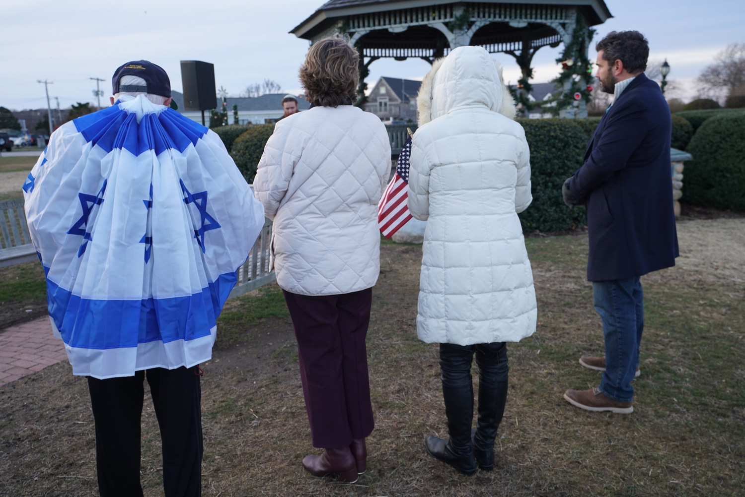 Supervisor Kathee Burke-Gonzalez and Councilman Tom Flight were among those attending and speaking at a rally in Montauk on Thursday. DOUG KUNTZ