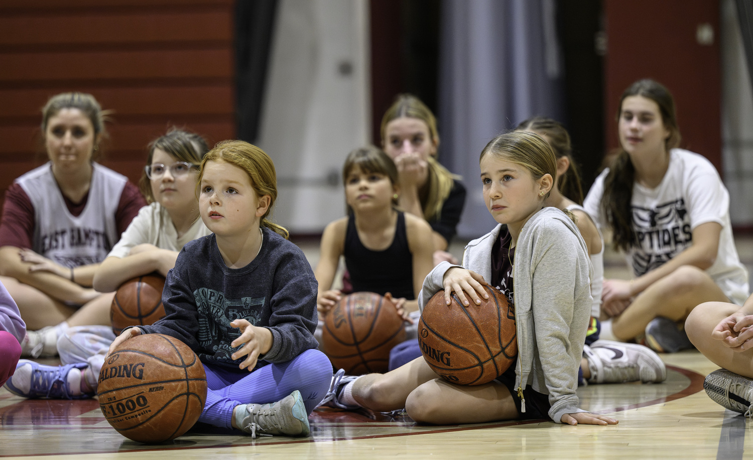 The East Hampton varsity girls basketball team held a clinic for third- and fourth-graders on Monday night.   MARIANNE BARNETT