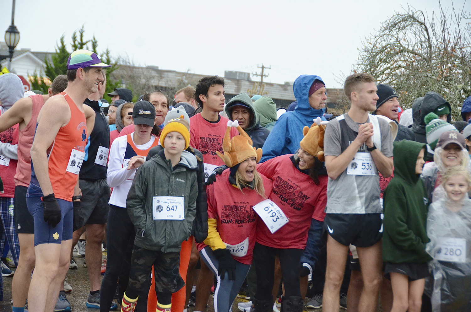 Rain and 25 mph winds did not stop turkey trotters in Montauk on Thanksgiving day at the Montauk  48th Annual Turkey 