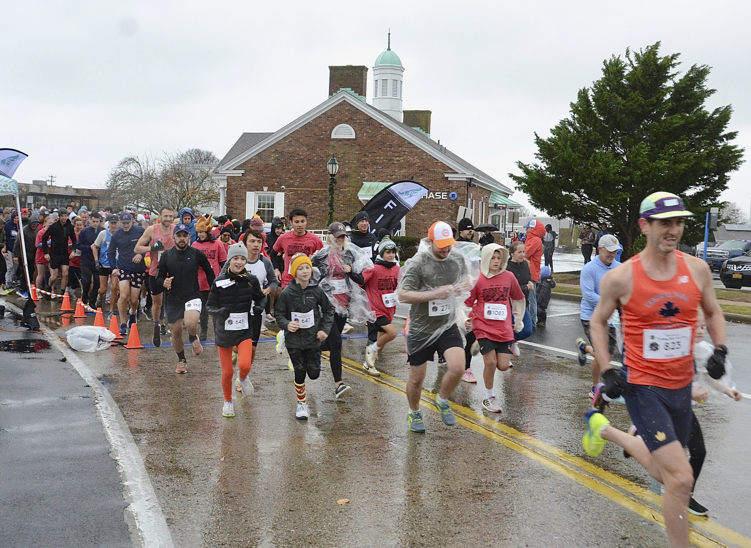 Rain and 25 mph winds did not stop turkey trotters in Montauk on Thanksgiving day at the Montauk  48th Annual Turkey 