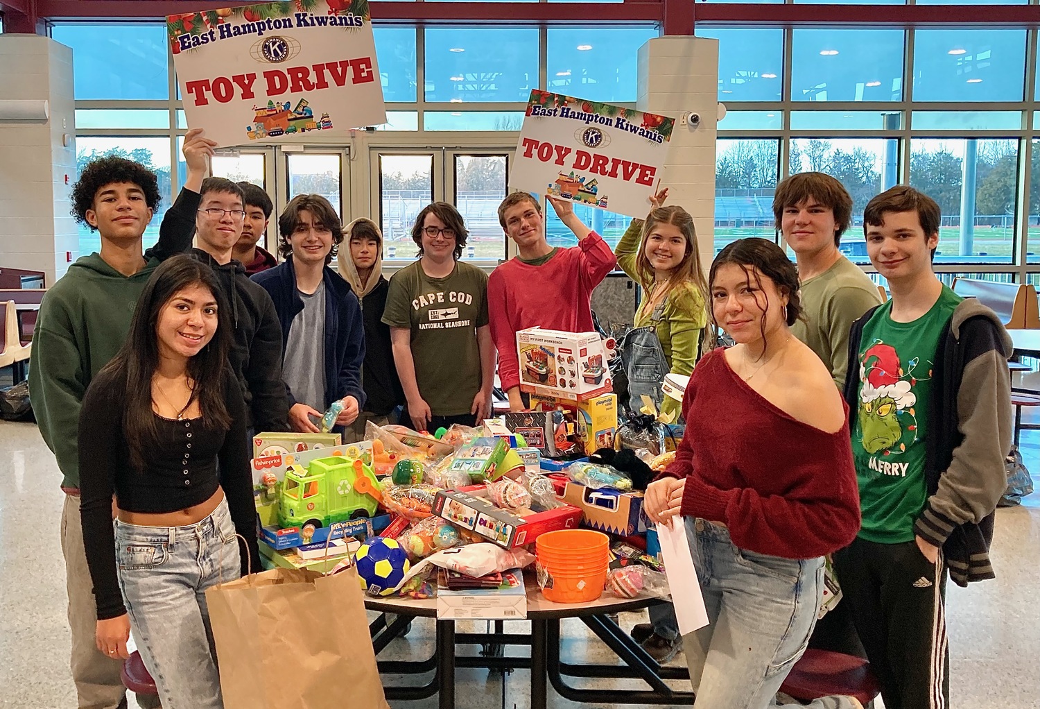 East Hampton High School students gathered on Wednesday, December 18, to help sort donated toys that were collected during the annual East Hampton Kiwanis Club holiday toy drive. The toys will be distributed to needy families across East Hampton Town. KYRIL BROMLEY