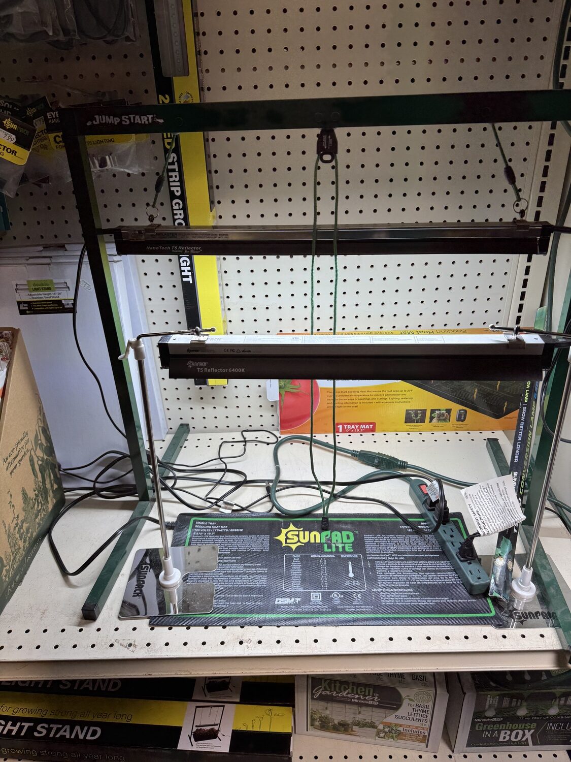 LED grow lights are very popular now replacing the older fluorescent tubes. You can buy a complete setup, including the light stand and fixture, for about $100. Great for growing plants under lights or for seed germination. 
ANDREW MESSINGER