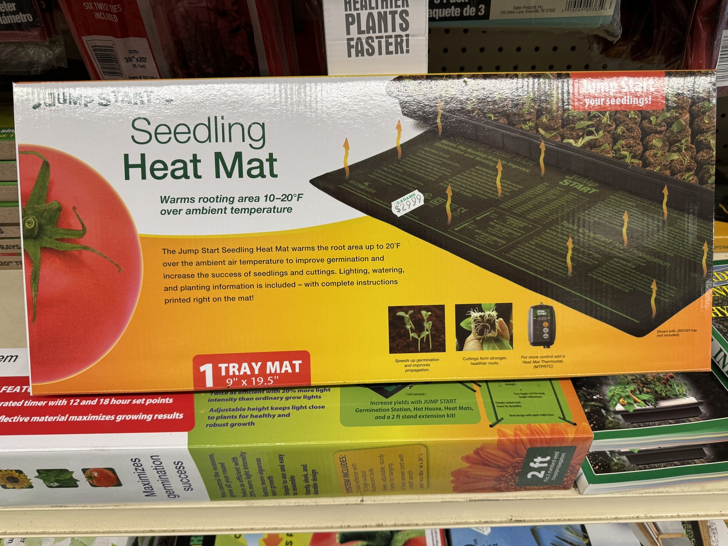 This heat mat is the perfect size for a standard flat. It adds bottom heat, which most seeds need for germination. Add a thermostat, flat and tall dome and you have or can give a complete propagation set up. You can get a mat and thermostat (Vivosun) on Amazon for $25. ANDREW MESSINGER