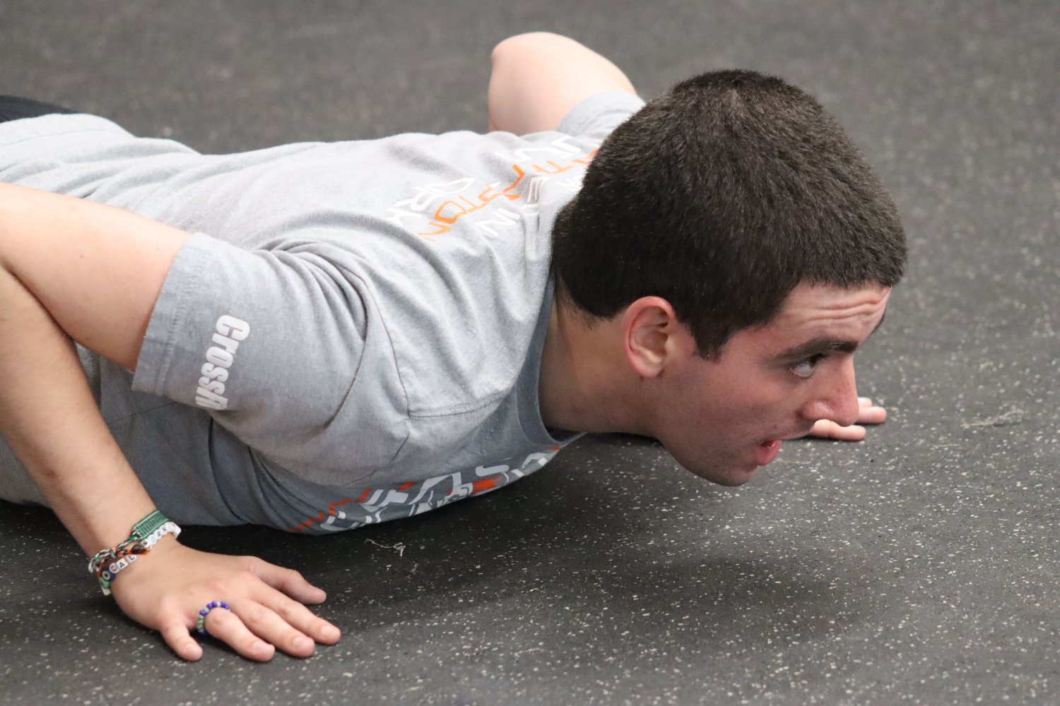 Eric Damon mid pushup. CAILIN RILEY