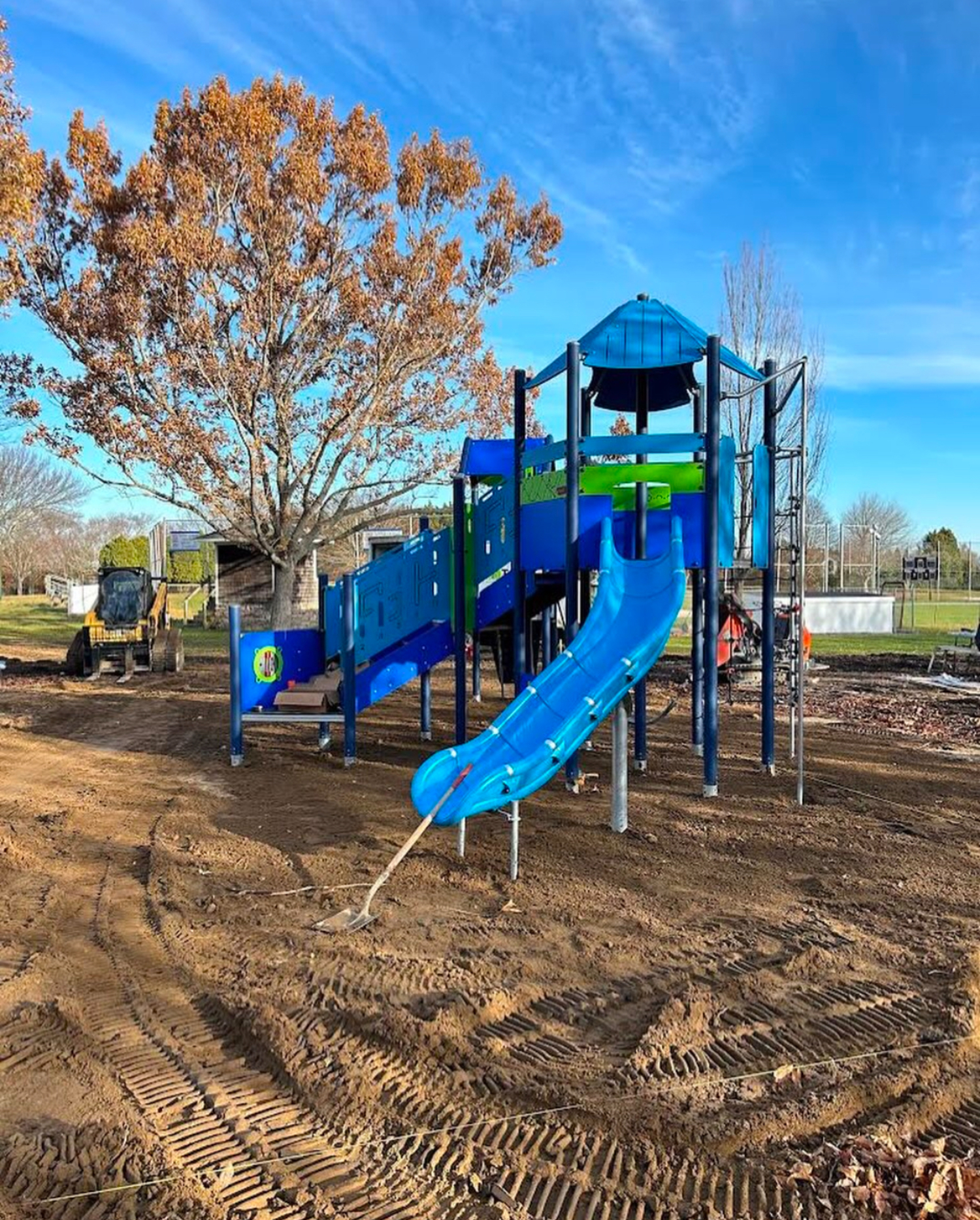 Southampton Village Mayor William Manger, Jr and members of the Southampton Village Parks Department hosted a ribbon cutting for the new playground at Downs Family Recreational Park on December 17. COURTESY SOUTHAMPTON VILLAGE