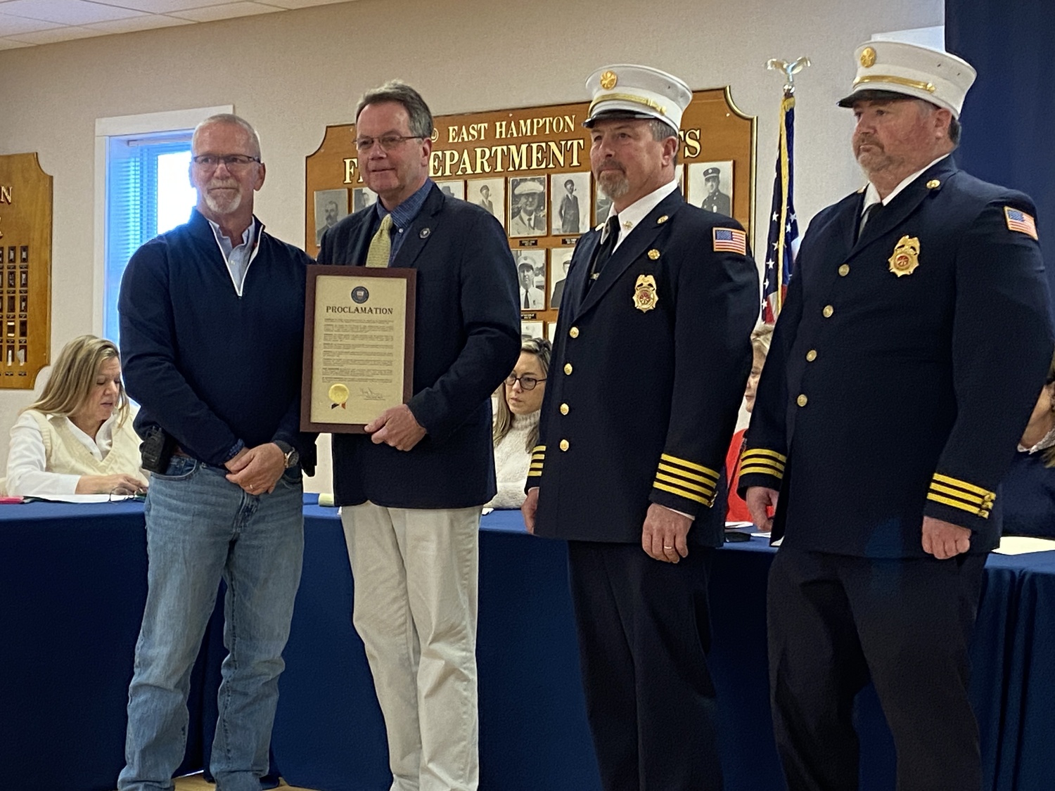 Ray Harden of the East Hampton Fire Department was recognized with a proclamation 