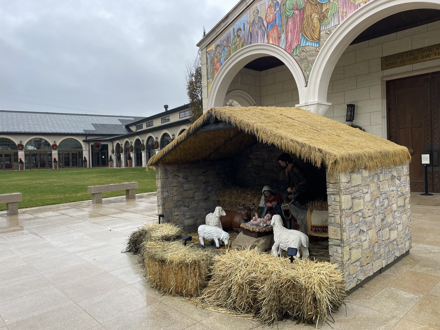 A handcrafted nativity scene--also known as a 