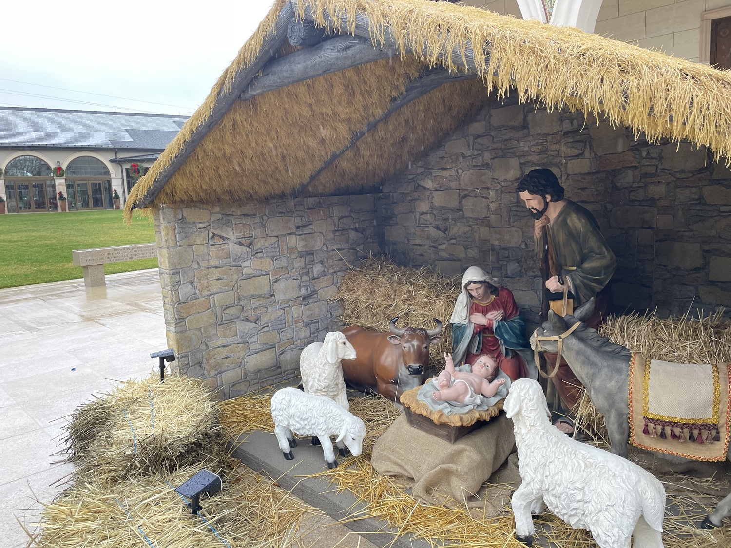 A handcrafted nativity scene--also known as a 