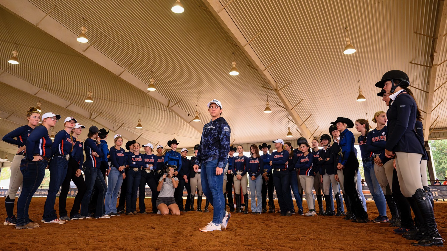 The Auburn University equestrian team with head coach Jessica Williams, center.  COURTESY AUBURN ATHLETICS