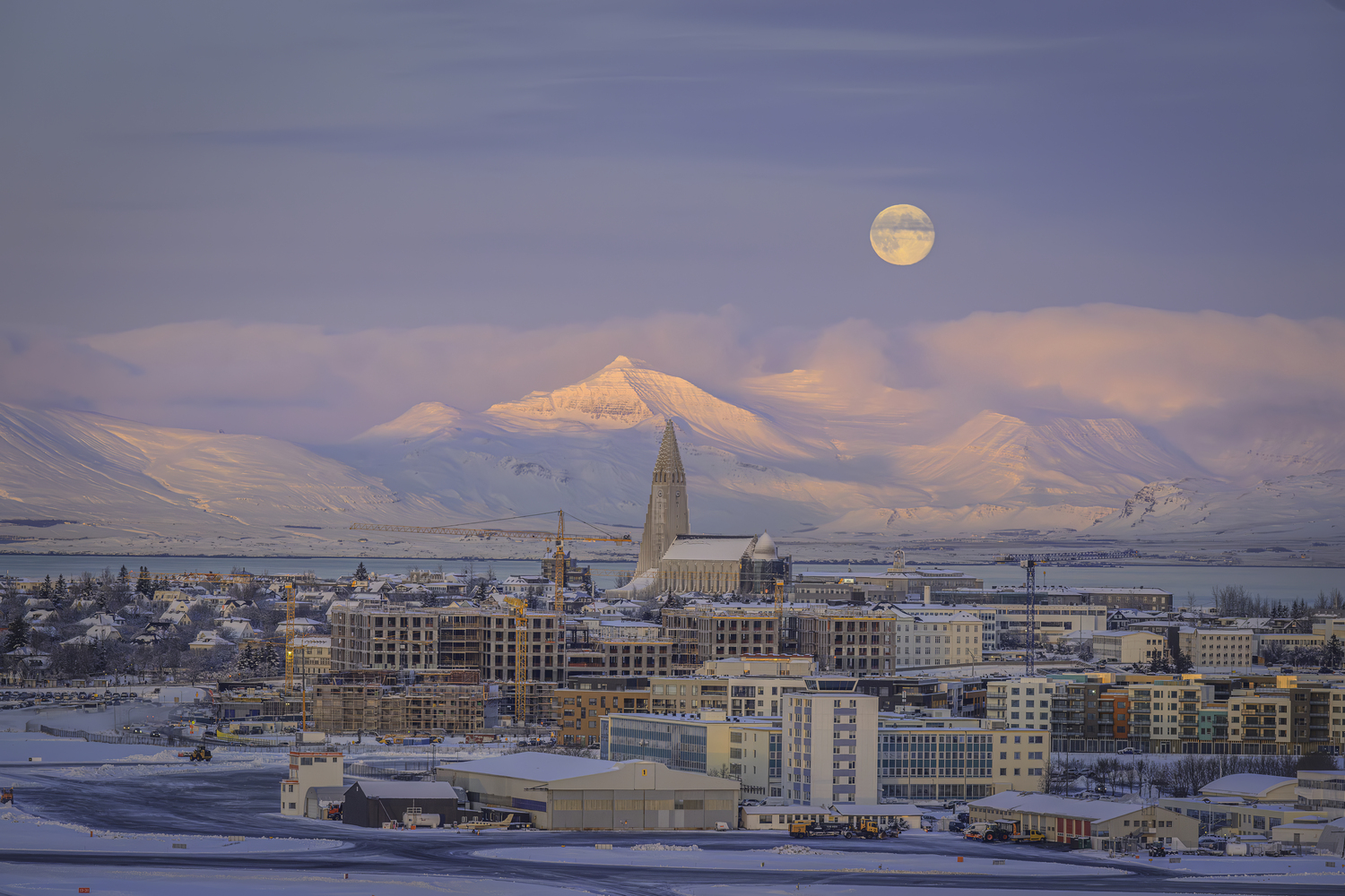 A full moon over Iceland in January.