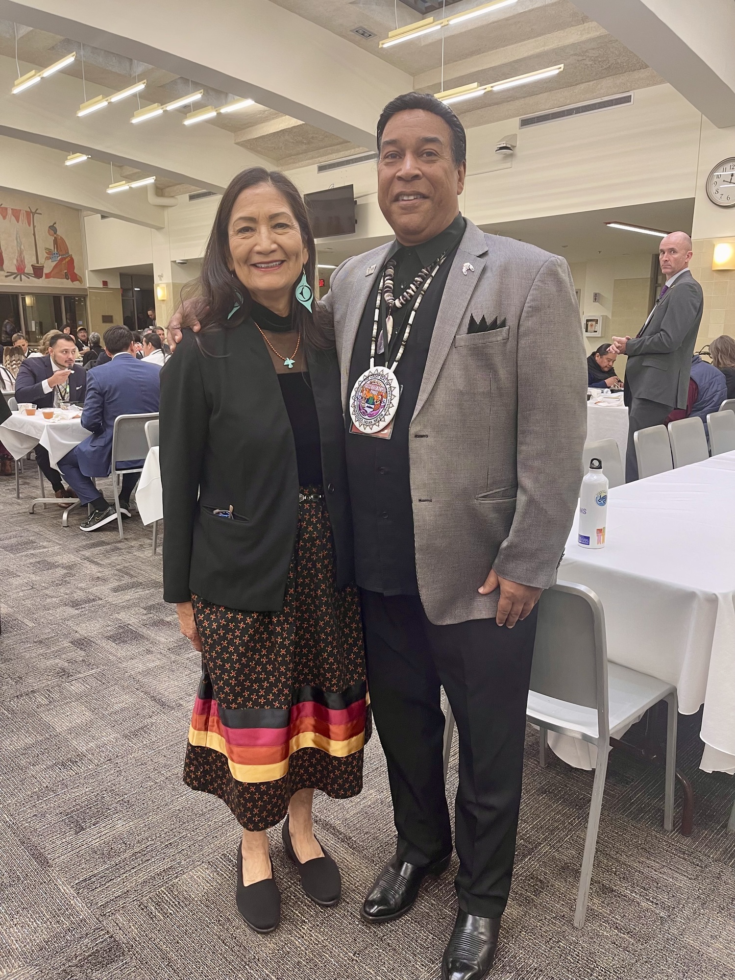 Gumbs, the vice chairman of the Shinnecock Nation Council of Trustees, with Deb Haaland, the U.S. Secretary of the Interior, earlier this year.