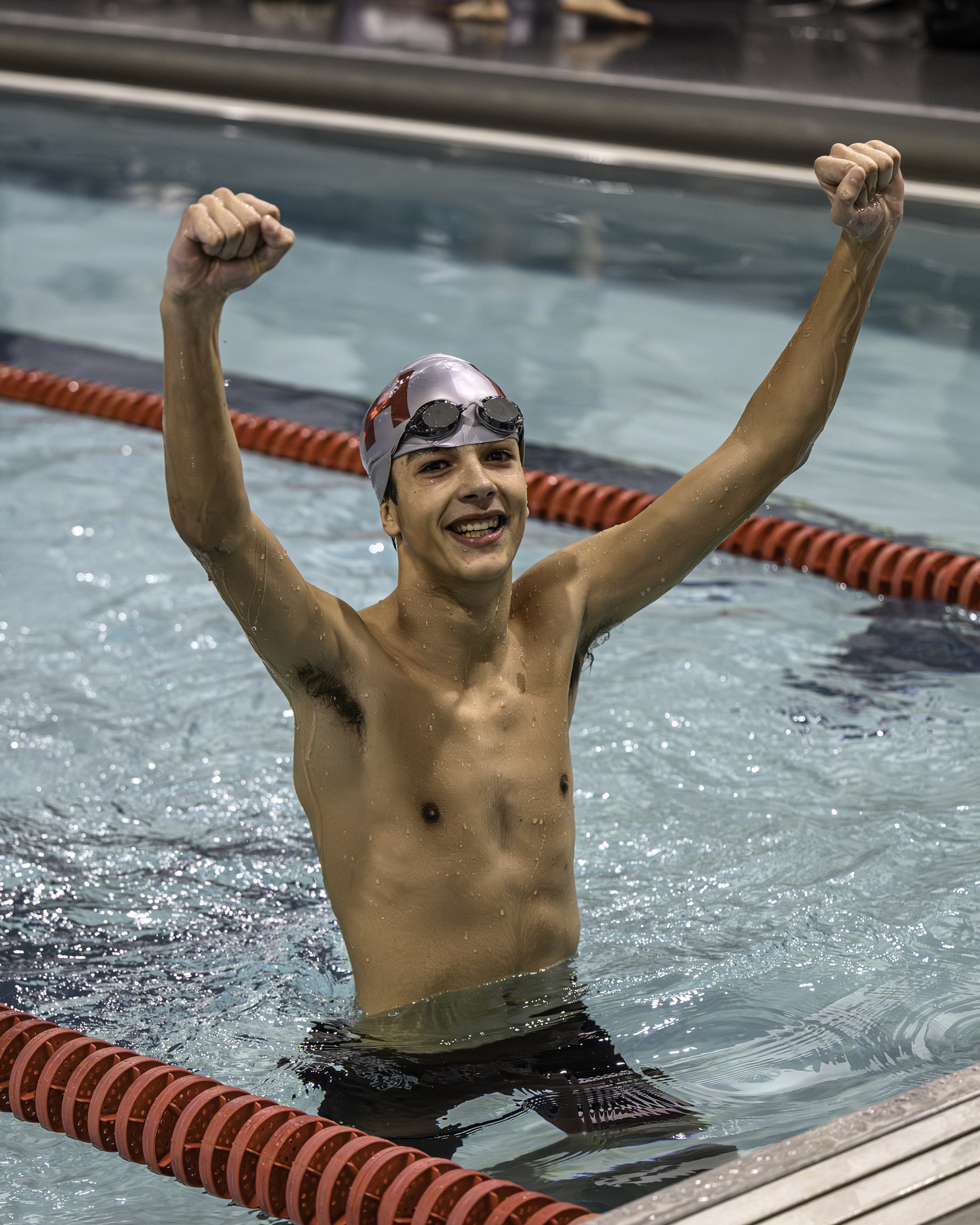 Pierson senior Jack Ziemer celebrates his time in the 500-yard freestyle during a meet last season. MARIANNE BARNETT