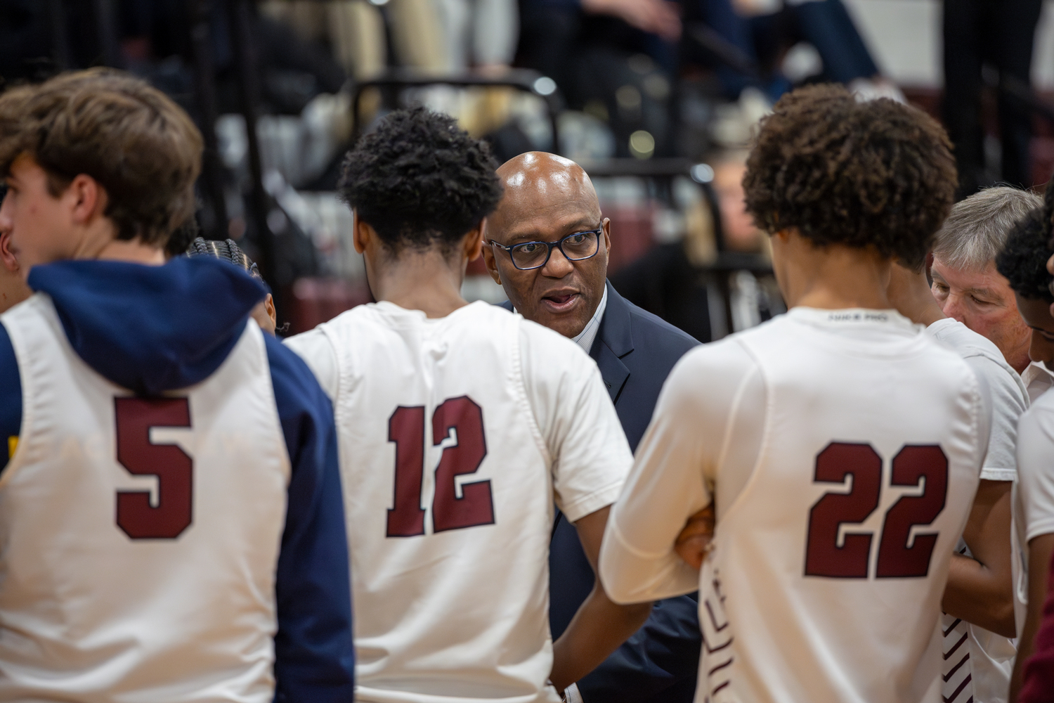 Southampton head coach Herm Lamison speaks to his team during its season opener on Monday night.    RON ESPOSITO/SOUTHAMPTON SCHOOL DISTRICT