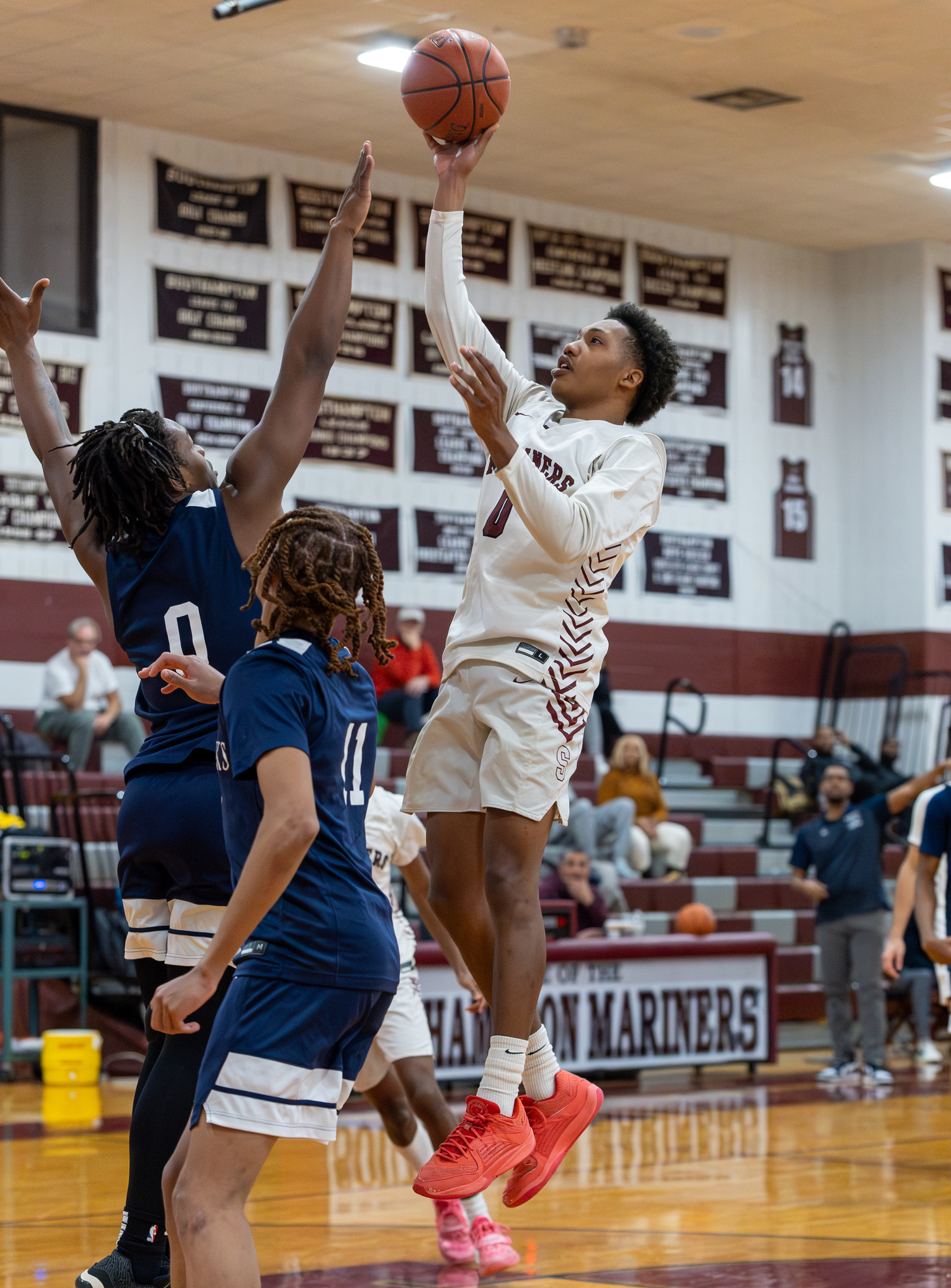 Southampton senior Naevon Williams puts up two of his 15 points on the night.   RON ESPOSITO/SOUTHAMPTON SCHOOL DISTRICT