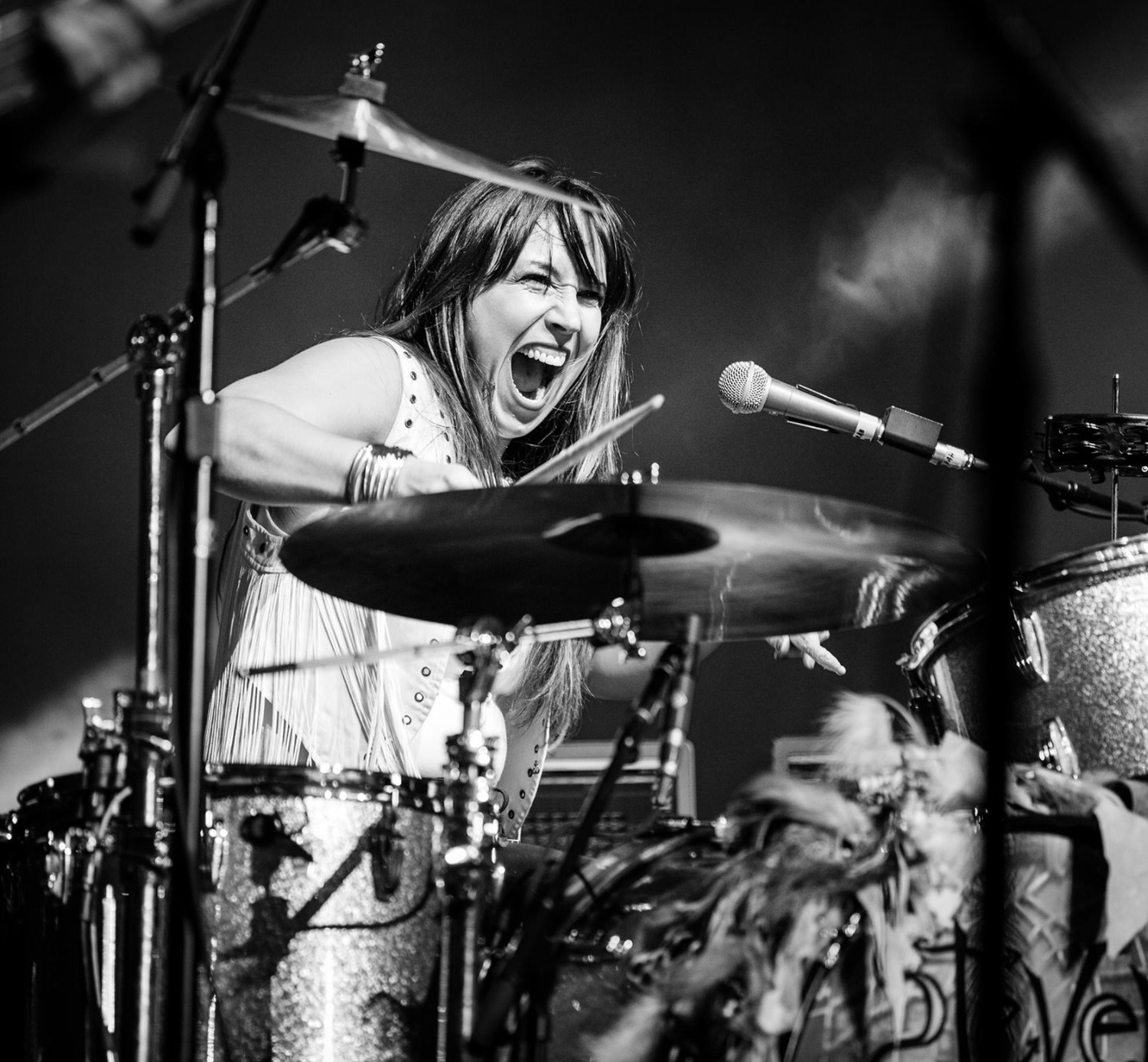 Drummer Sarah Tomek joins Nancy Atlas at the Fireside Session at Bay Street Theater on January 18. COURTESY BAY STREET THEATER