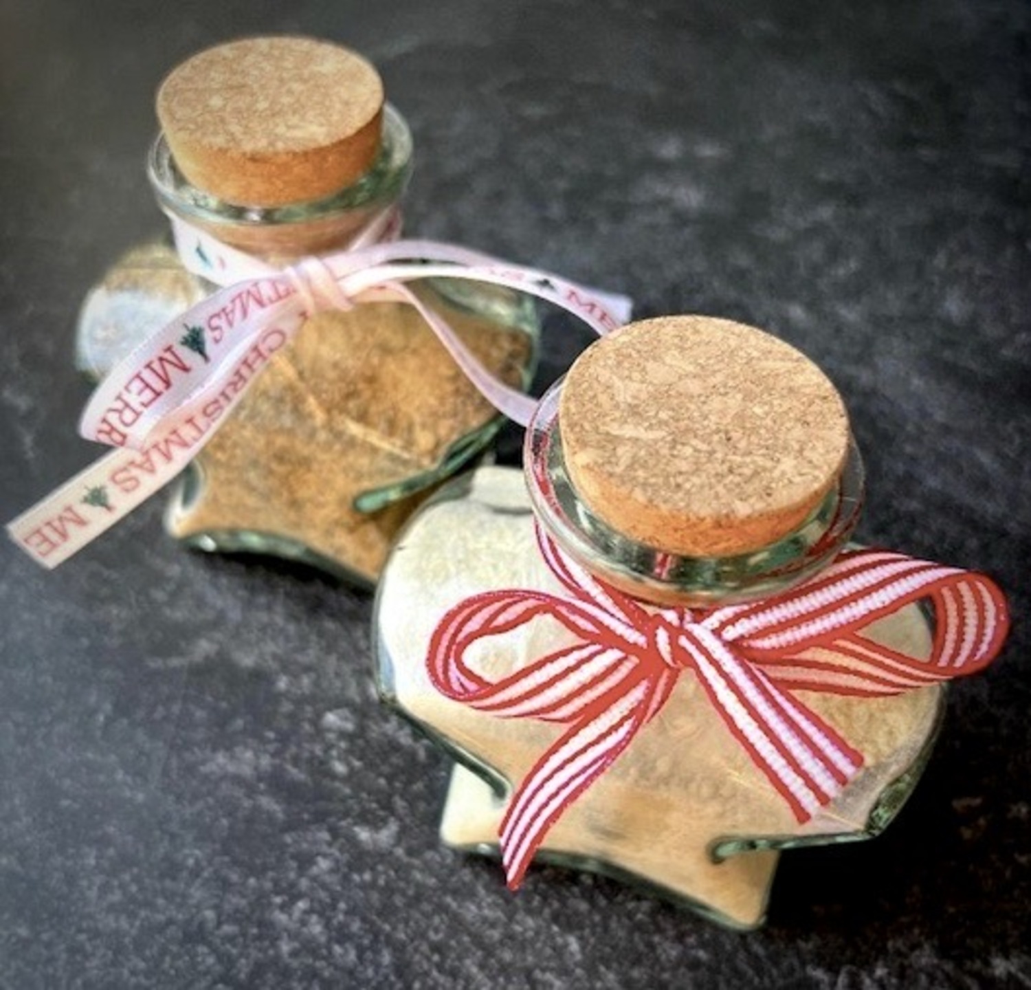 Homemade seasoned salts in fancy jars decorated for the holidays make great gifts for friends and family. ROBYN HENDERSON-DIEDERIKS