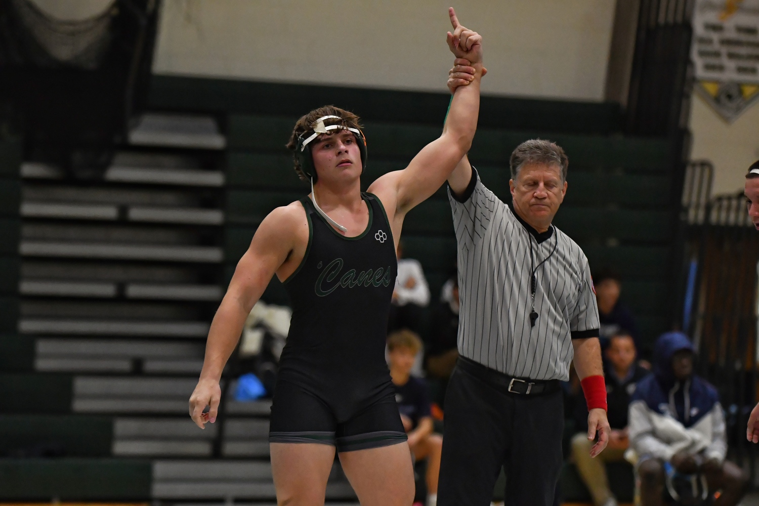 Westhampton Beach sophomore Andrew Lewis clinched the match over Rocky Point with a pin of Christian Romero.   JEFF CANGELOSI