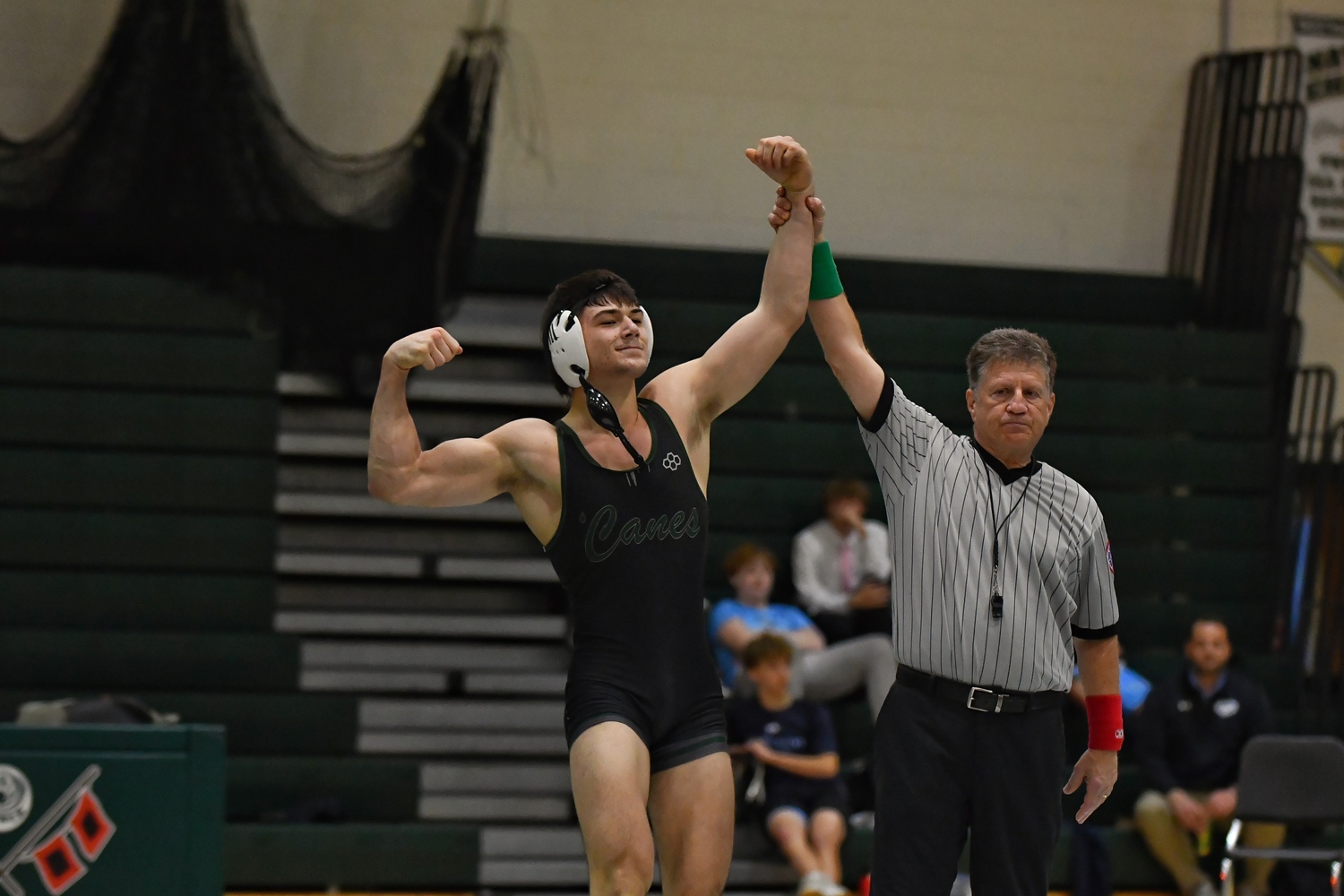 Carmine Esposito gets his arm raised after his big win.   JEFF CANGELOSI