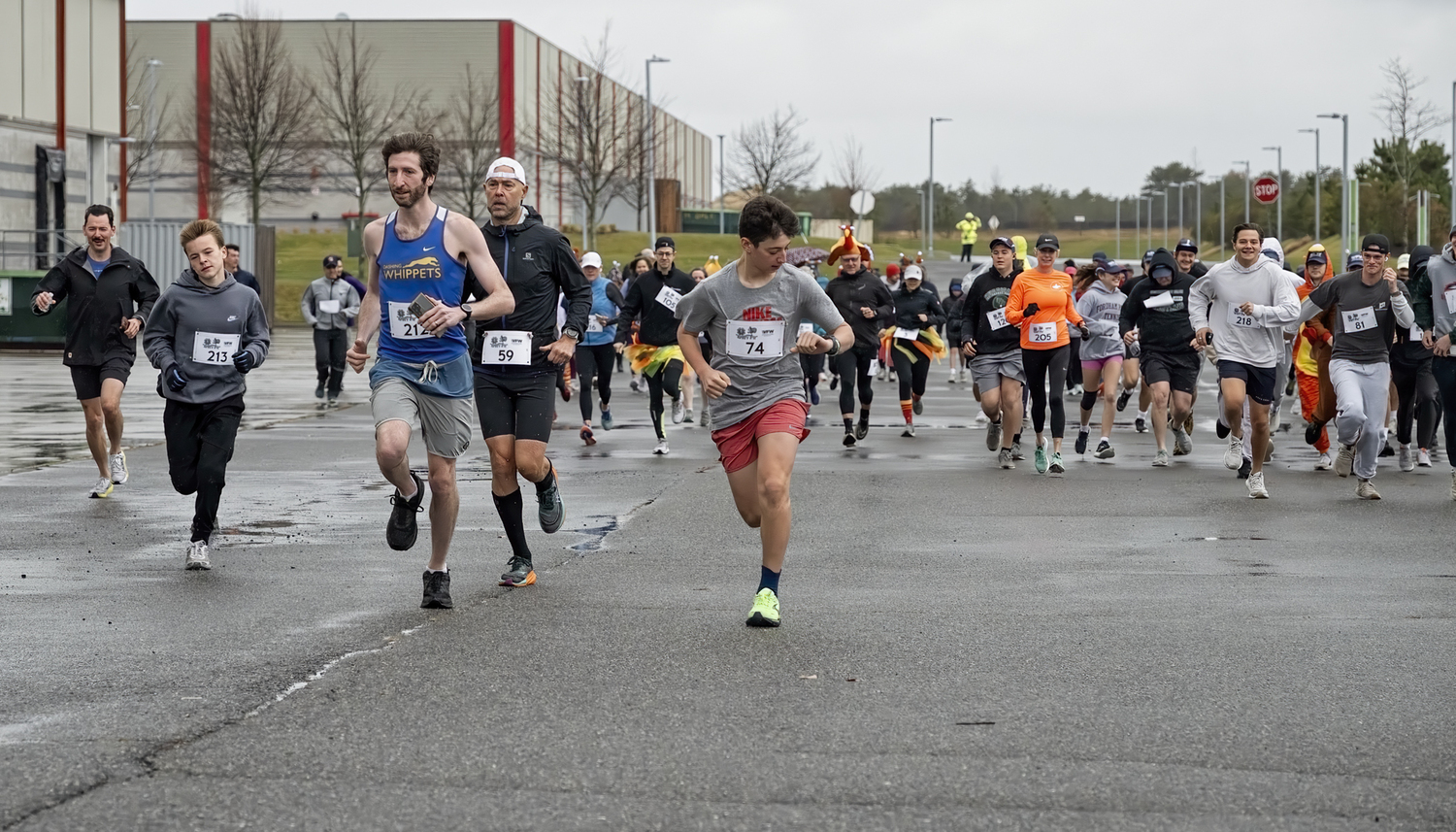 Despite the weather, the Westhampton VFW Turkey Trot still had a decent turnout on Thanksgiving.   JOHN NEELY