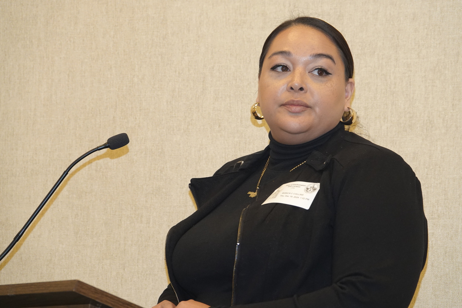 Shinnecock Nation tribal council Trustee Bianca Collins said the tribe has tired of the challenges by the town to its sovereignty. MICHAEL WRIGHT