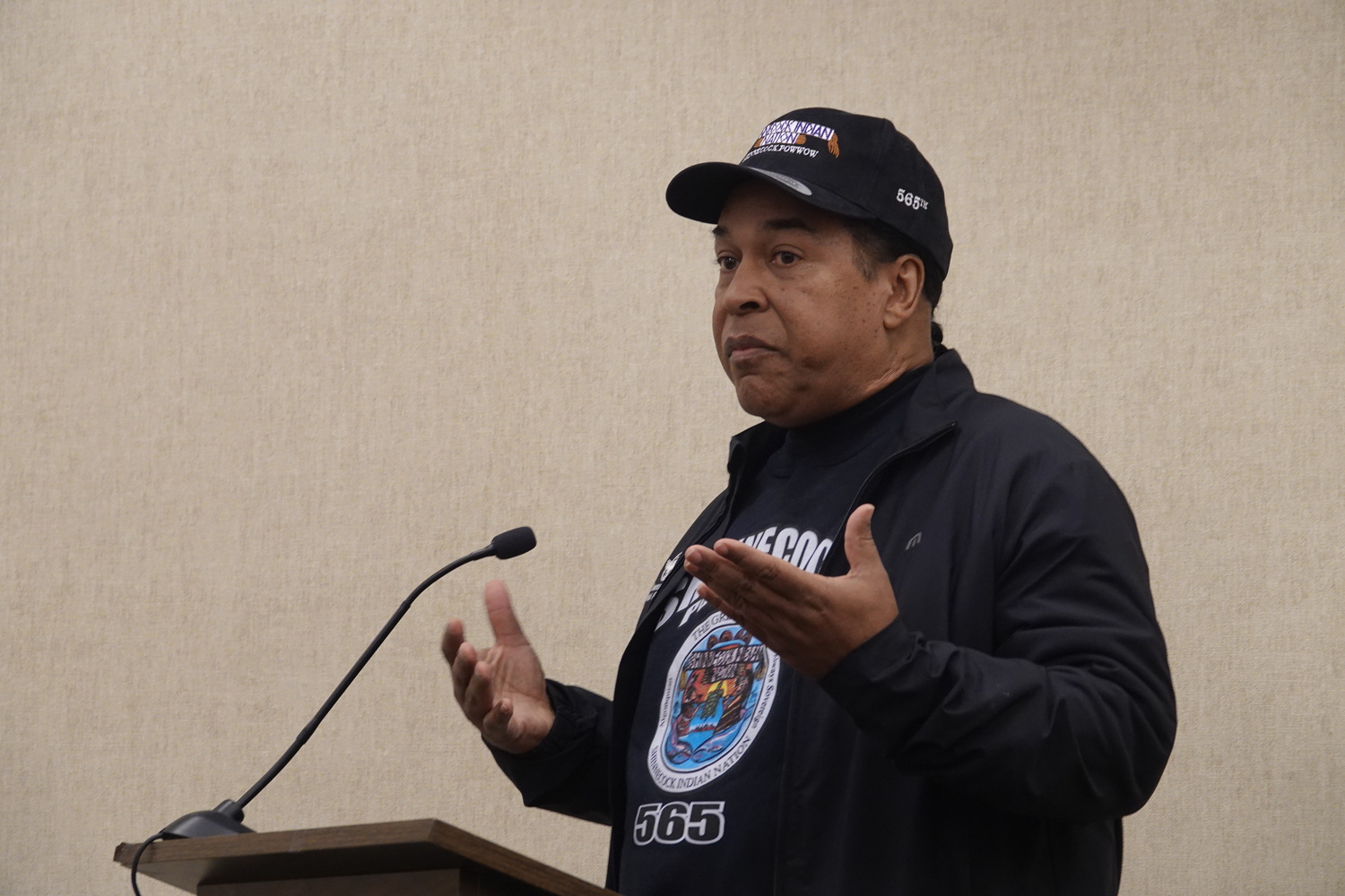 Shinnecock Nation tribal council Vice-Chairman Lance Gumbs said that the tribe will not halt construction of a gas station in Hampton Bays regardless of Southampton Town suing or any rulings by a New York State court, which he said the tribe does not recognize as having authority over the sovereign tribe. MICHAEL WRIGHT