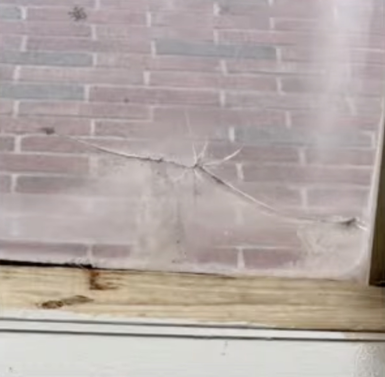 A cracked skylight at East Hampton Middle School. EAST HAMPTON SCHOOL DISTRICT