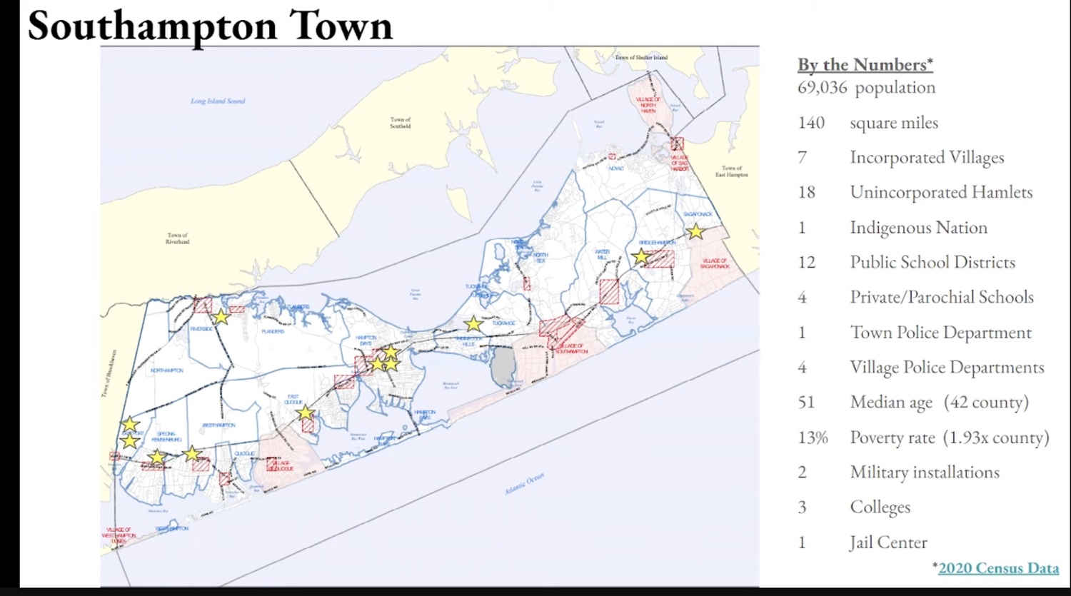 Southampton Town' by the numbers according to 2020 Census data. HAMPTON BAYS SCHOOL DSITRICT