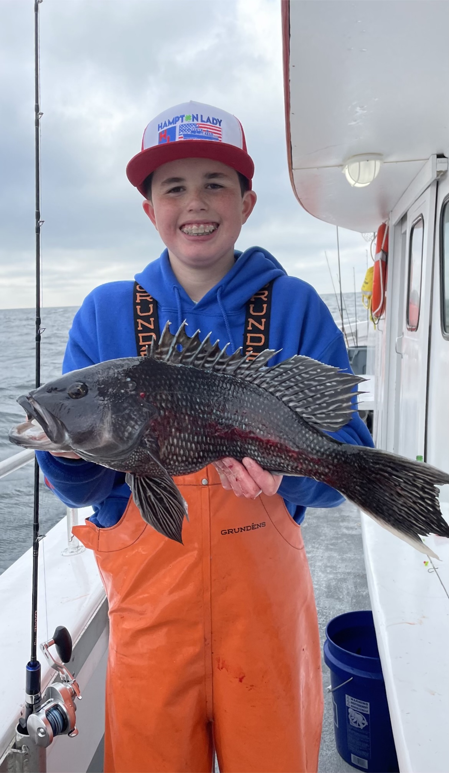 Big black sea bass, like this one caught aboard the Hampton Lady by Kevin Kelly, are one of the most sought-after fish species on Long Island thanks to their delicious meat and abundance. But New York anglers can keep less than half as many of the fish as anglers fishing from New Jersey ports because of an unfair quota allotment. CAPT. JAMES FOLEY