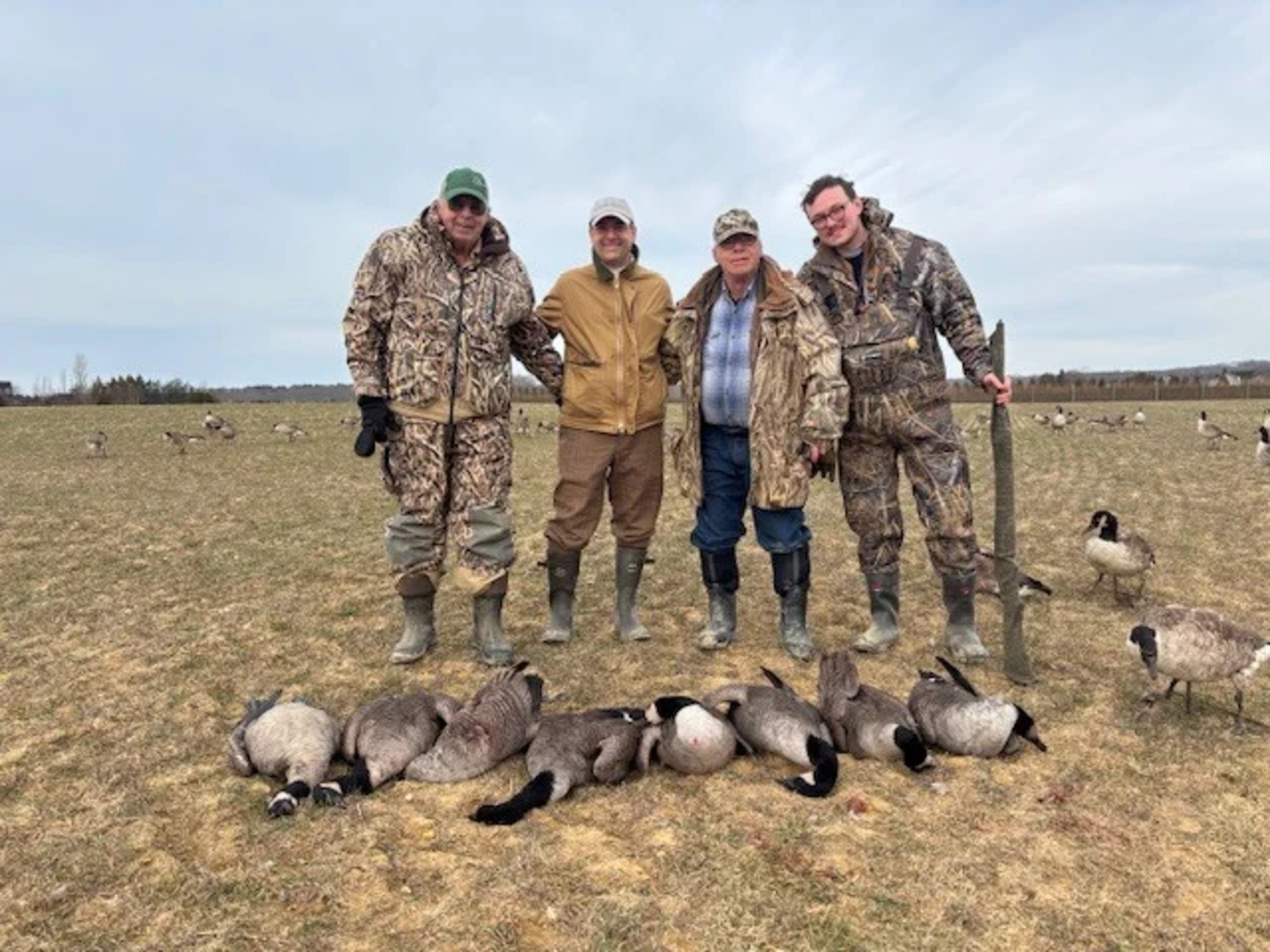 The members of the East Hampton Sportsmen's Alliance had several great days in the goose pits with Deerfield Guide Service this season. COURTESY OF EHSA