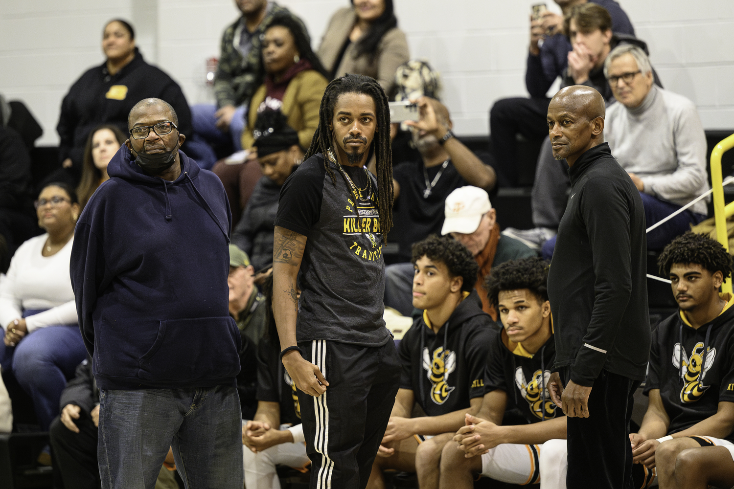 Troy Bowe, left, has joined the Bridgehampton boys basketball coaching staff this season with Davin and Carl Johnson.   MARIANNE BARNETT