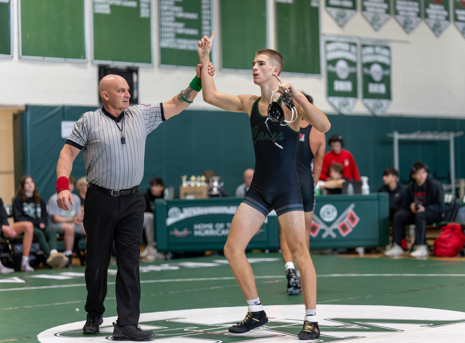 Tadhg Green gets his arm raised after a win on Saturday,  RON ESPOSITO