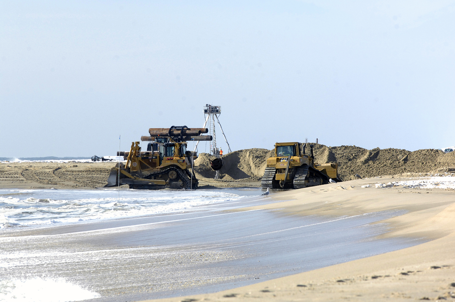 Work on the Sagaponack Bridgehampton beach nourishment project in 2014.