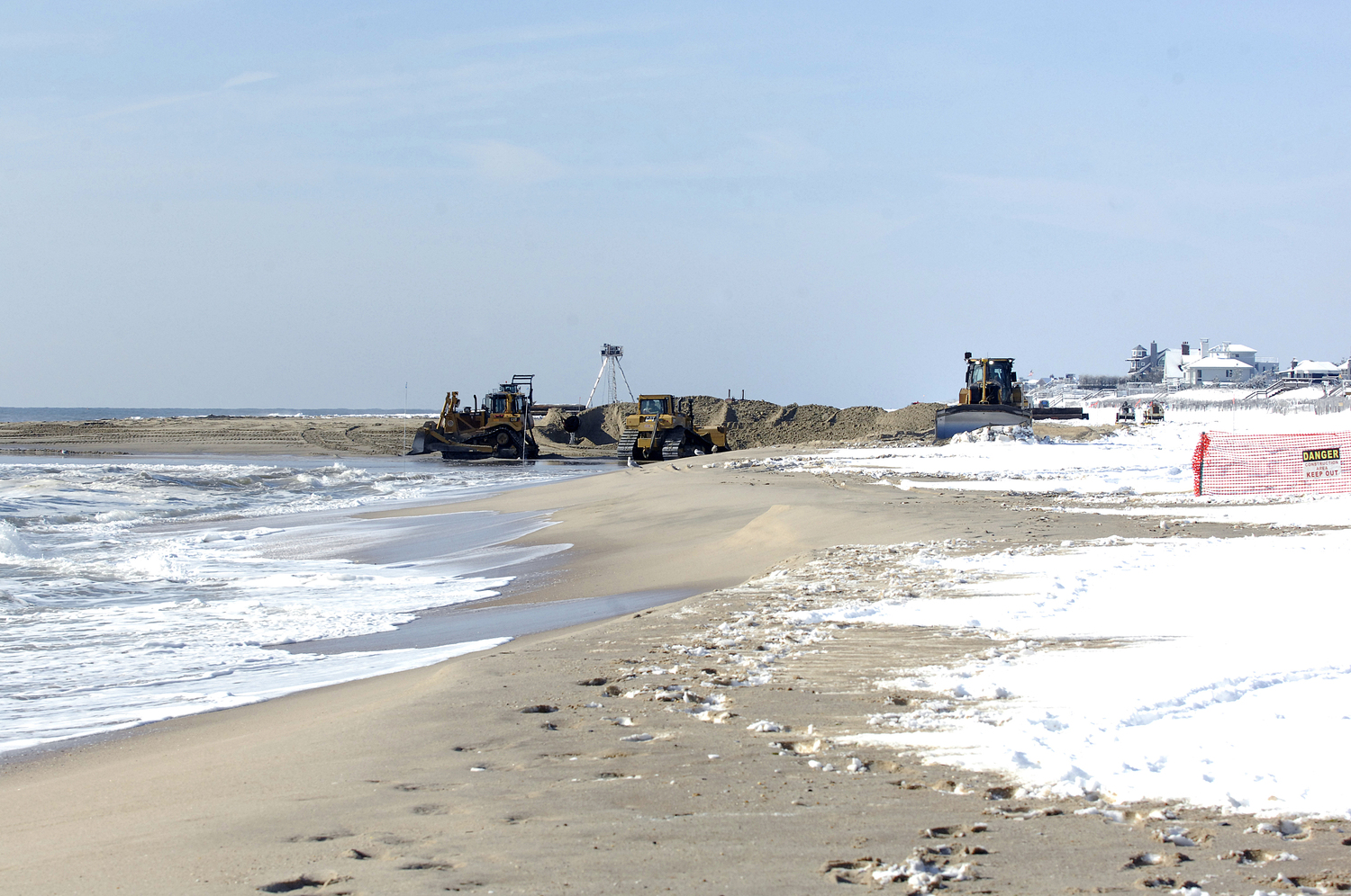 Work on the Sagaponack Bridgehampton beach nourishment project in 2014.