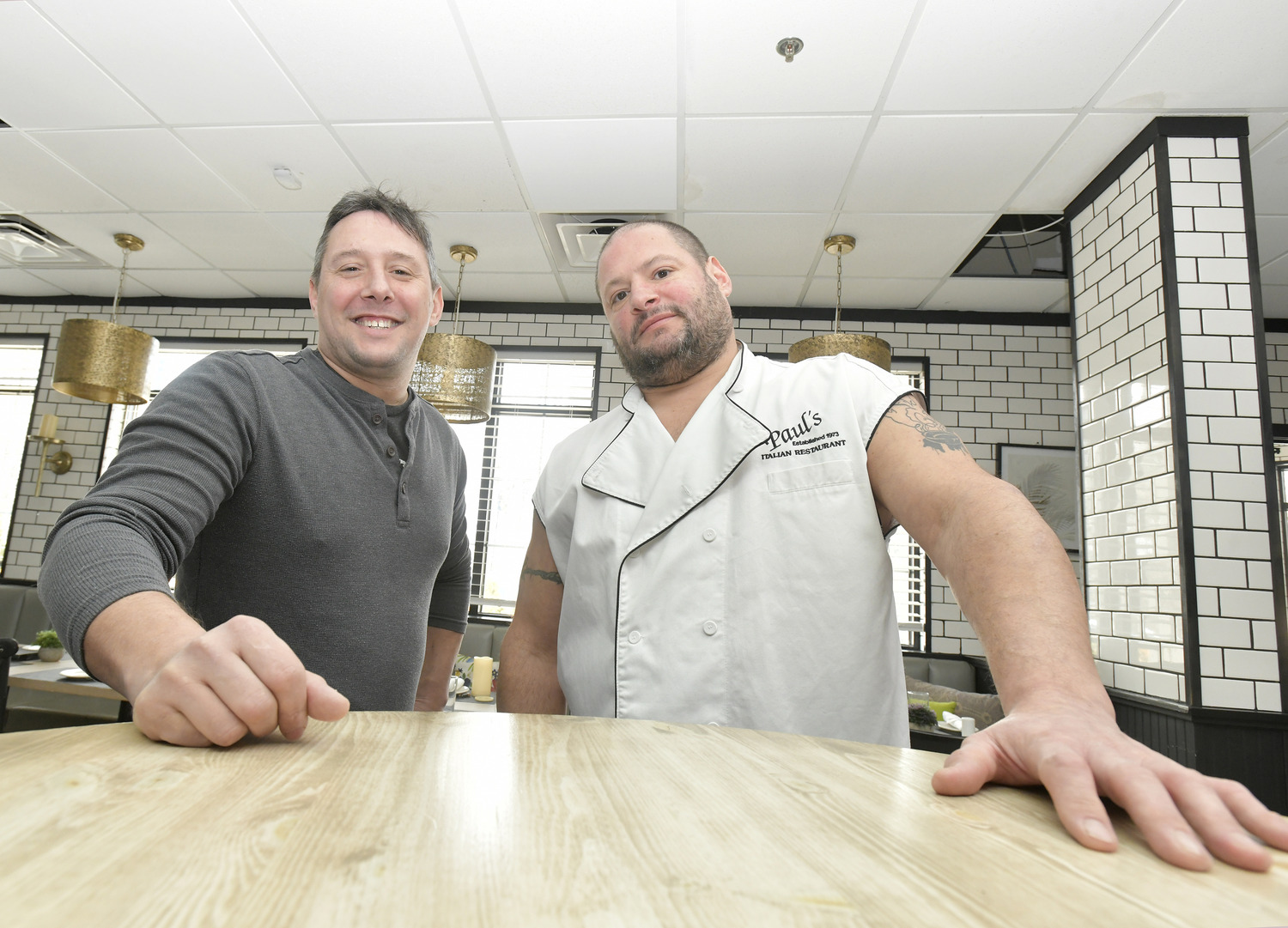 Evan and Andrew DeRobertis in their new restaurant in Hampton Bays.  DANA SHAW