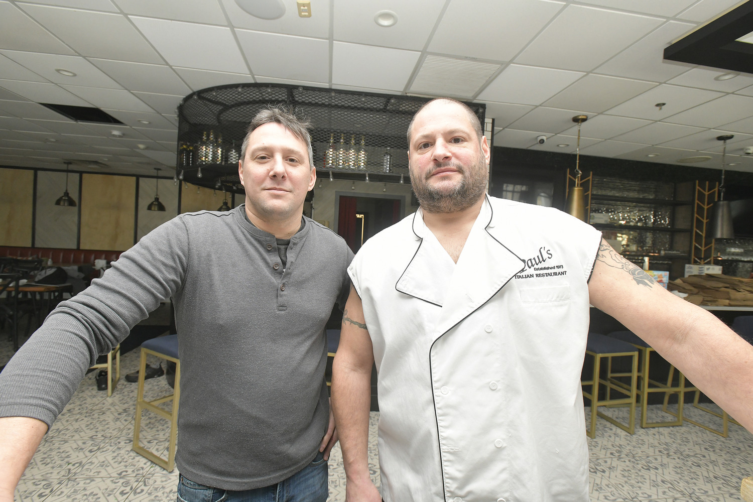 Evan and Andrew DeRobertis in their new restaurant in Hampton Bays.  DANA SHAW