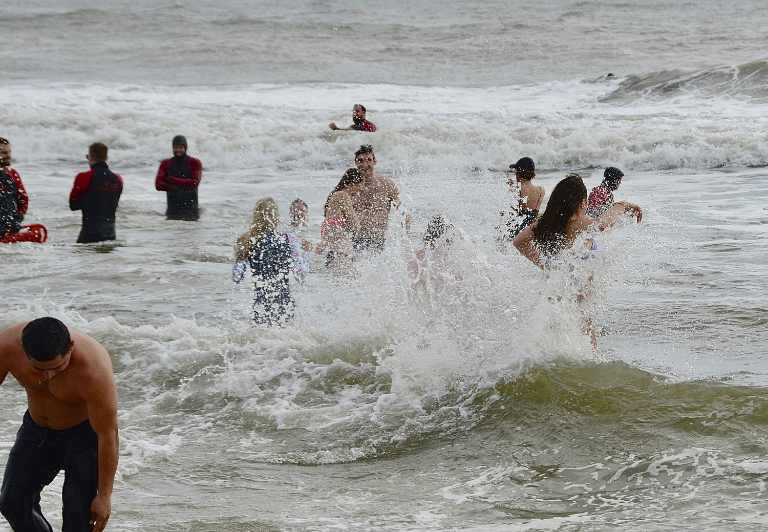 Brave souls taking the plunge on New Year's Day.  KYRIL BROMLEY