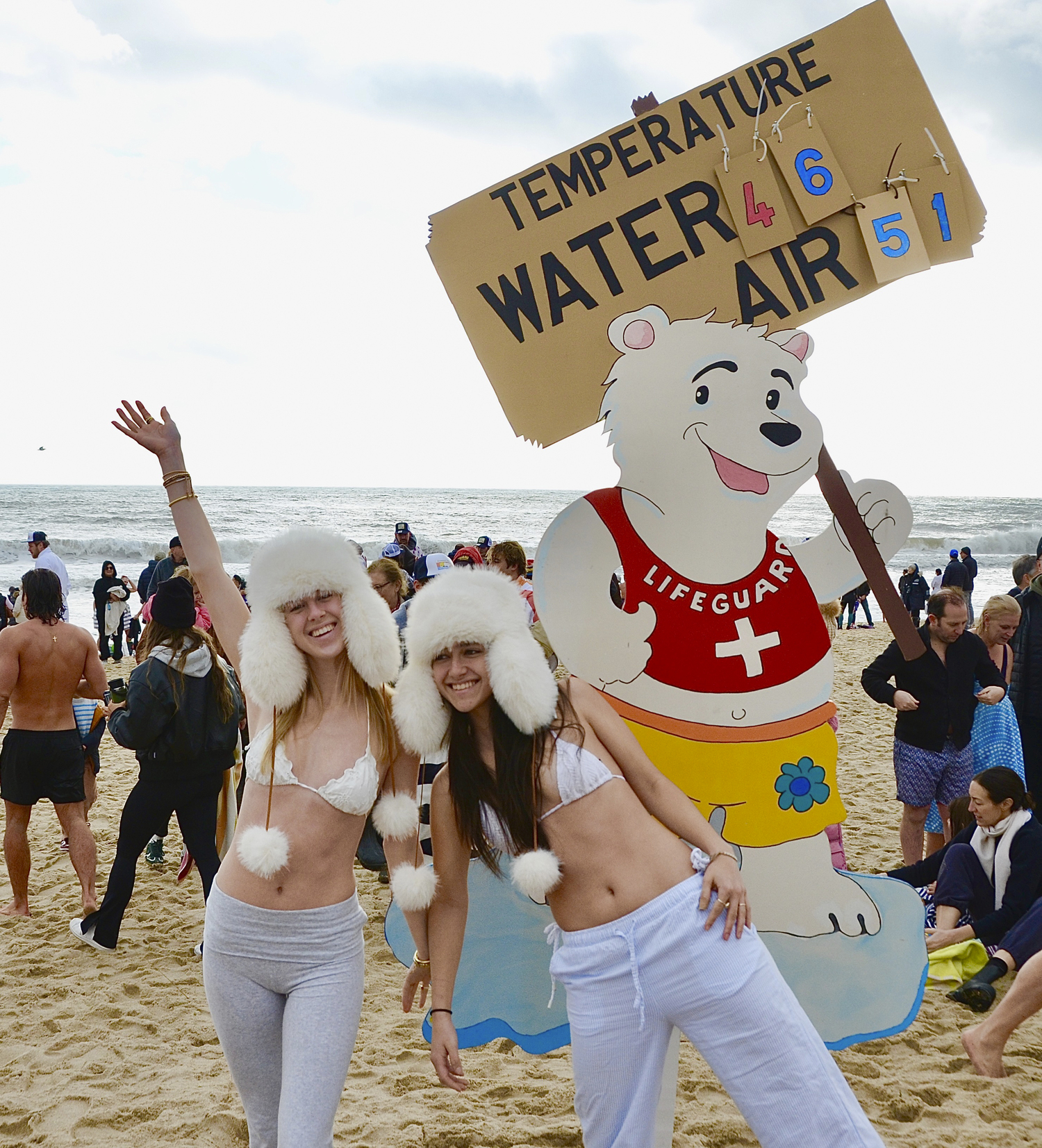 Brave souls taking the plunge on New Year's Day.  KYRIL BROMLEY