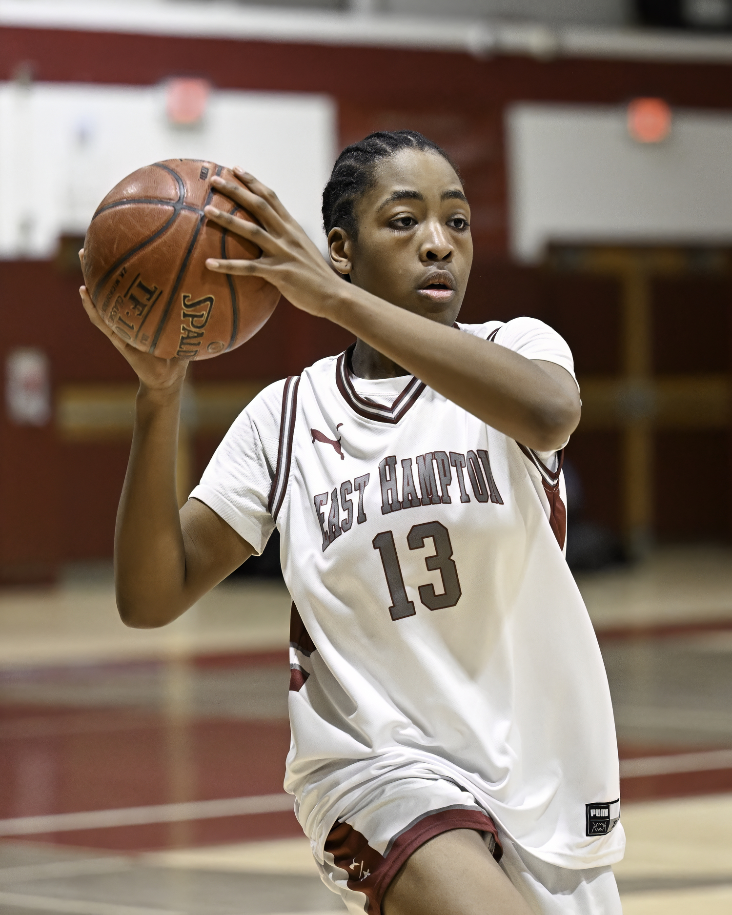 K.K. Moore looks to pass.   MARIANNE BARNETT