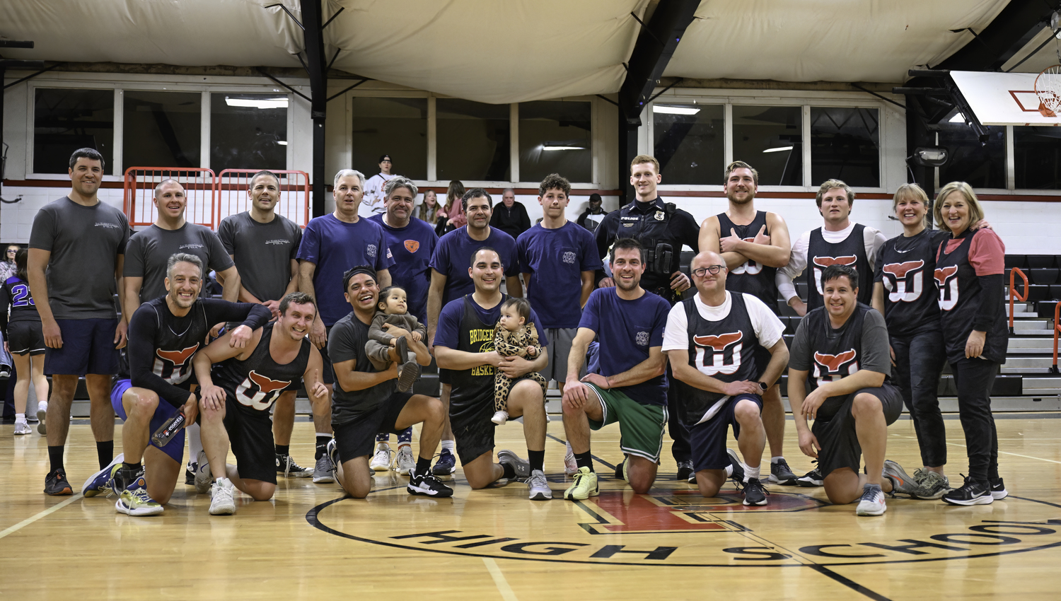 Sag Harbor First Responders and Teachers played their annual game against one another prior to the Pierson/Bridgehampton varsity girls basketball game on Thursday, January 23.   MARIANNE BARNETT