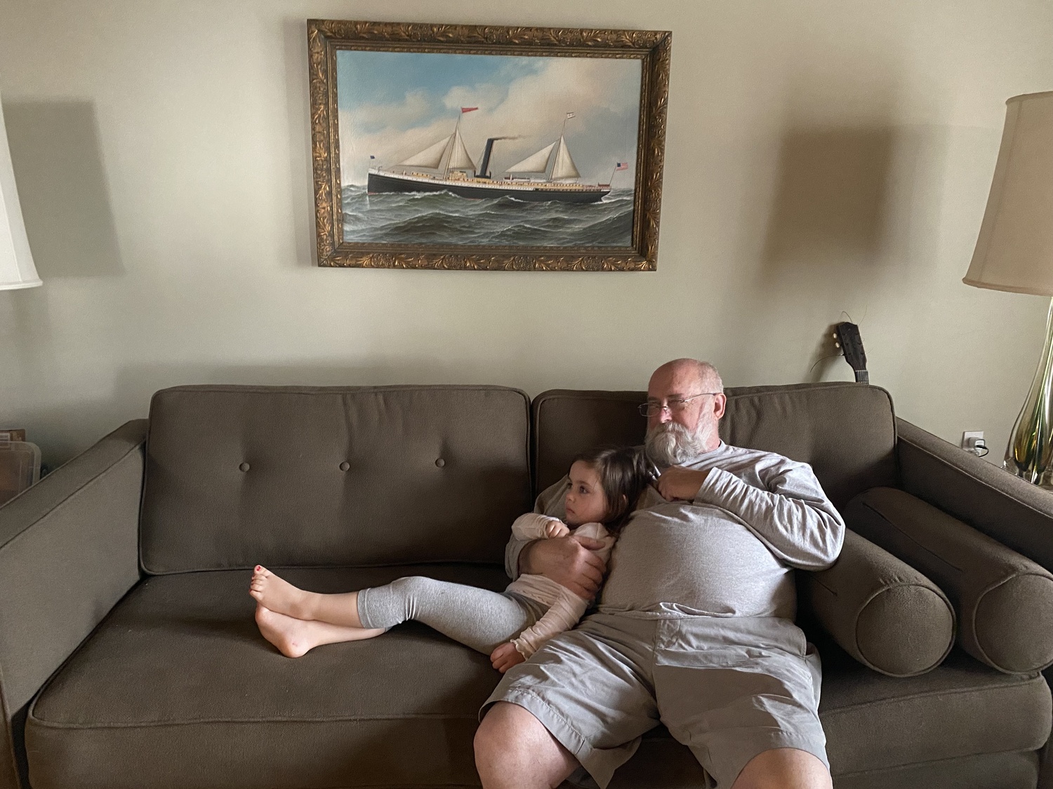 Jay Tyzzer and his granddaughter, Eva Geffen, at his home in Altadena, California, which burned down during the recent Eaton Fire. COURTESY LU GEFFEN