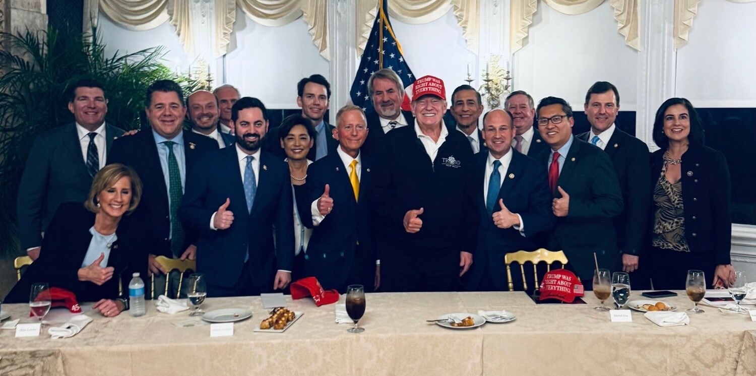 Representative Nick LaLota, third from left, and other Republican representatives visited President-elect Trump in Florida last weekend ahead of Trump's inauguration. LALOTA FOR CONGRESS