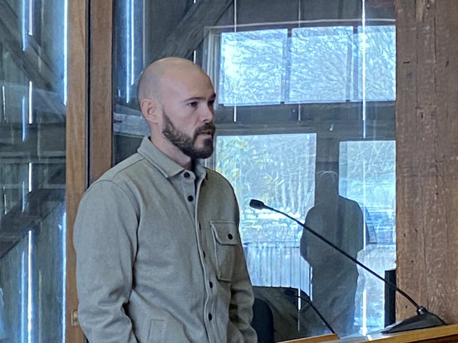 Sean McGee told the Town Board that reducing the GFA formula could worsen already-challenging conditions for working people. CHRISTOPHER WALSH