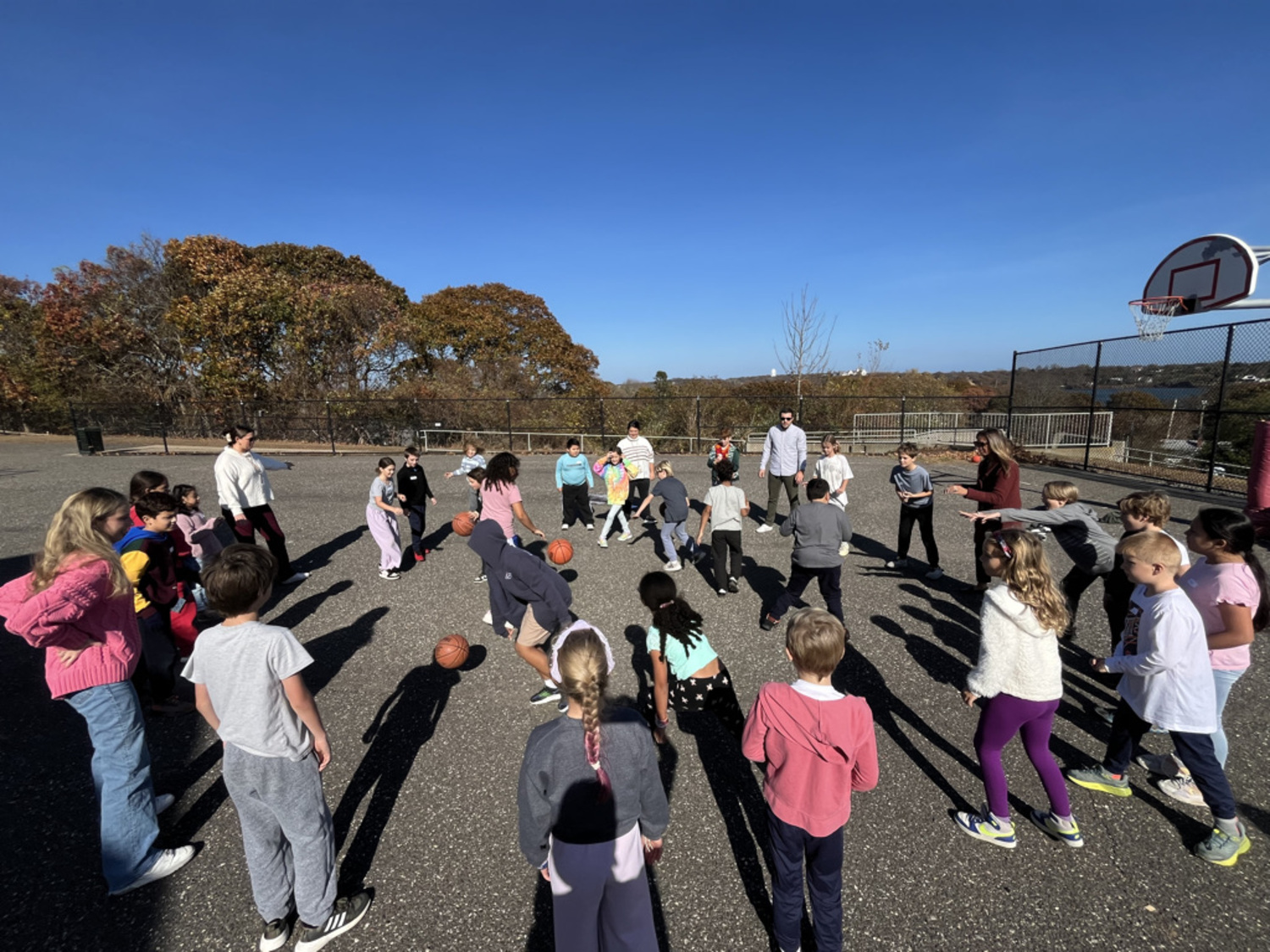 Students at the Montauk School play basketball.  COURTESY MARK CRANDALL