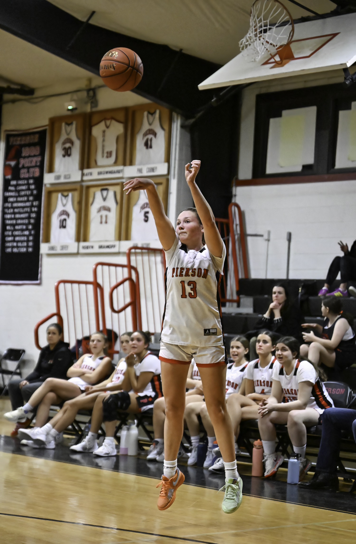 Pierson senior Cali Wilson shoots a three-pointer.  MARIANNE BARNETT