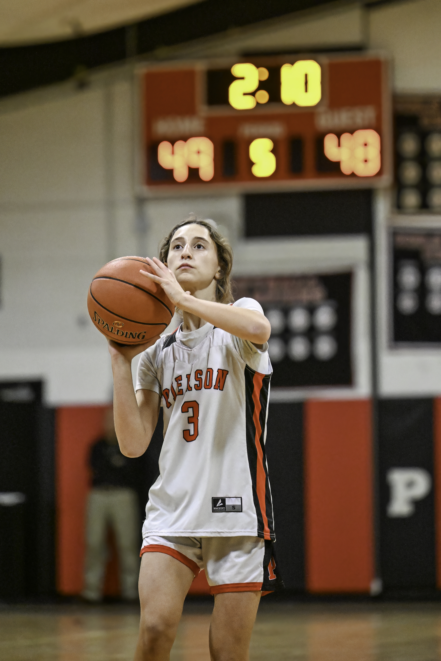 Pierson freshman Molly Wolfson shoots the final attempt of three free throws. She made all three.  MARIANNE BARNETT