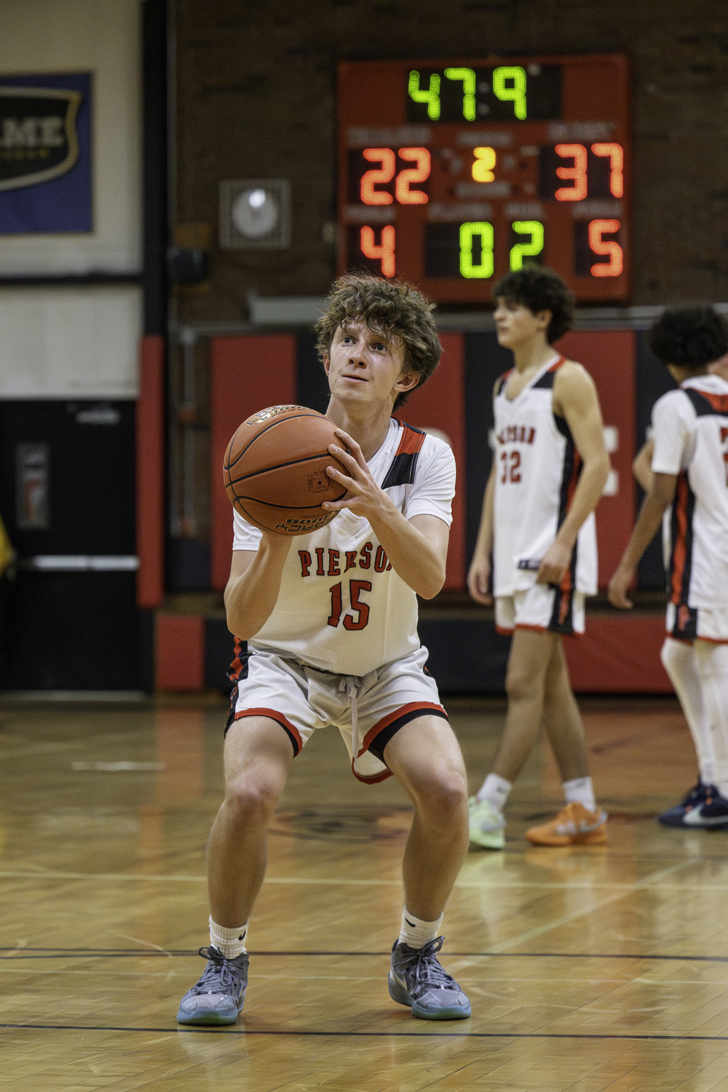 Pierson's Brian Schroeder shoots a free throw.  MARIANNE BARNETT