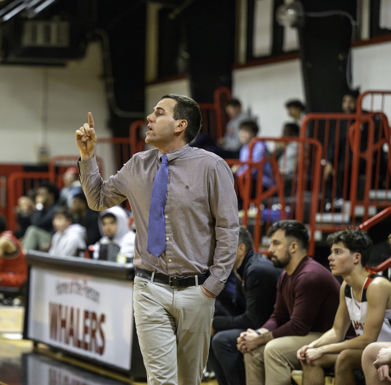 Pierson head coach Dan White directs his team from the sideline.   MARIANNE BARNETT